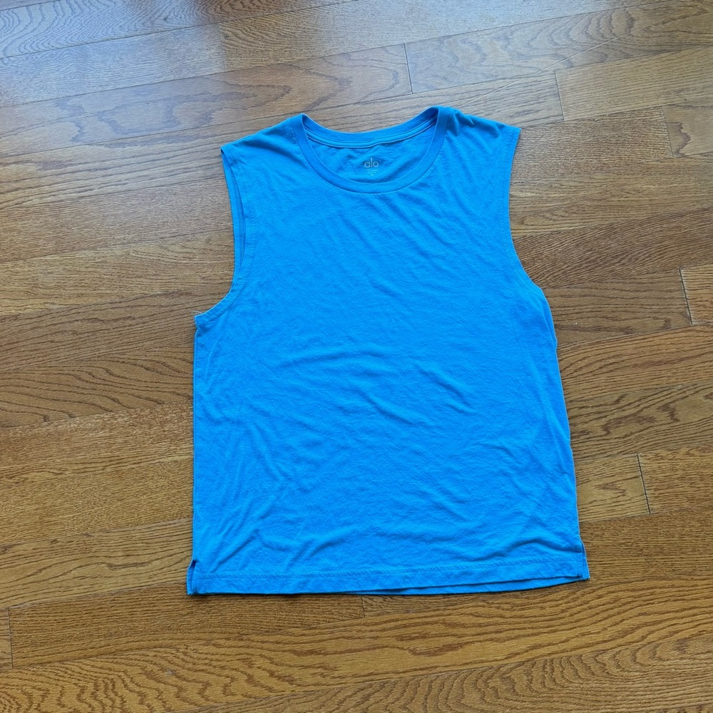 ALO Yoga Blue Sleeveless Muscle Tank Top